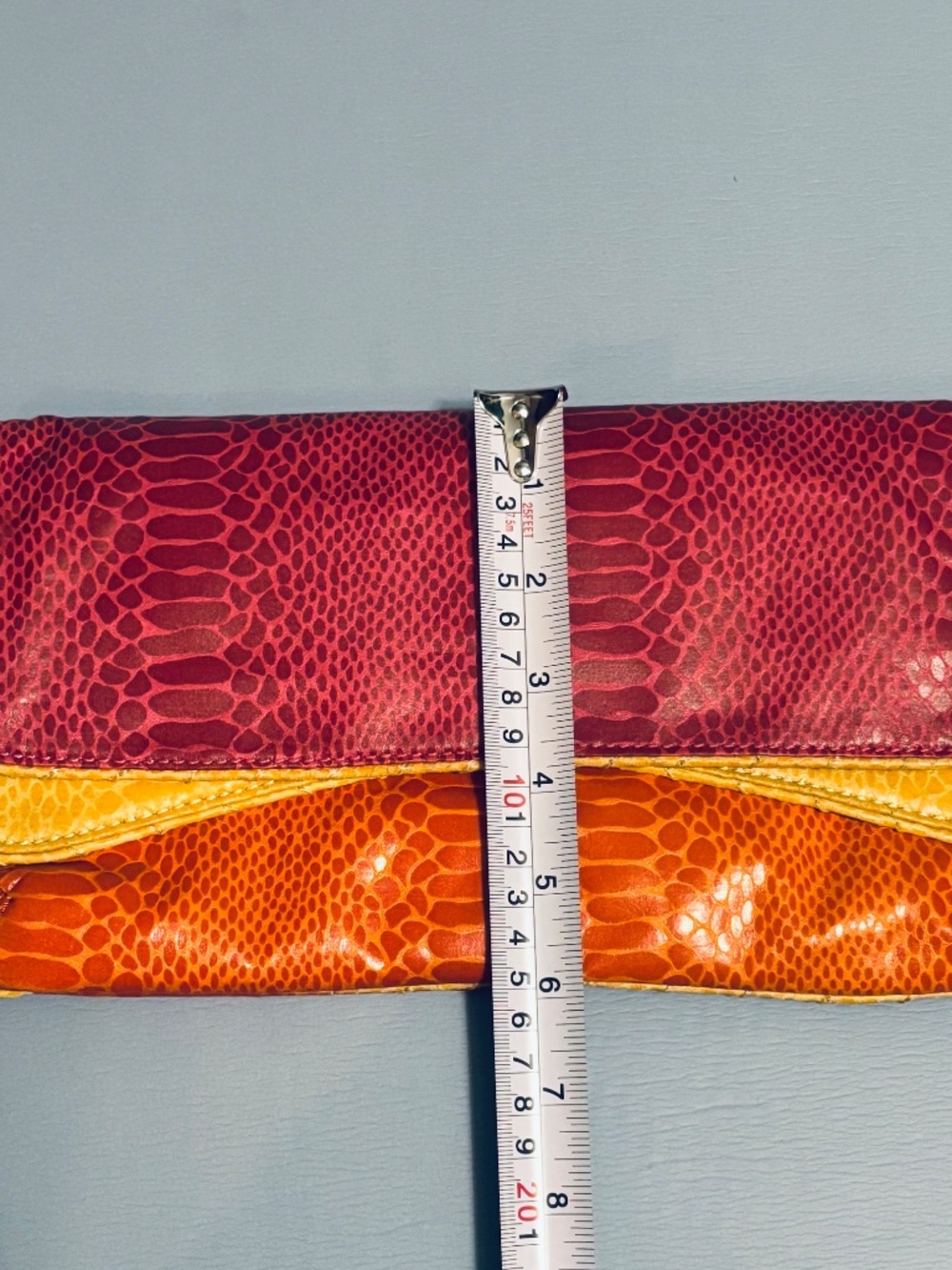Nine West Clutch Color Block Yellow/Orange Faux Leather - Picture 8 of 10
